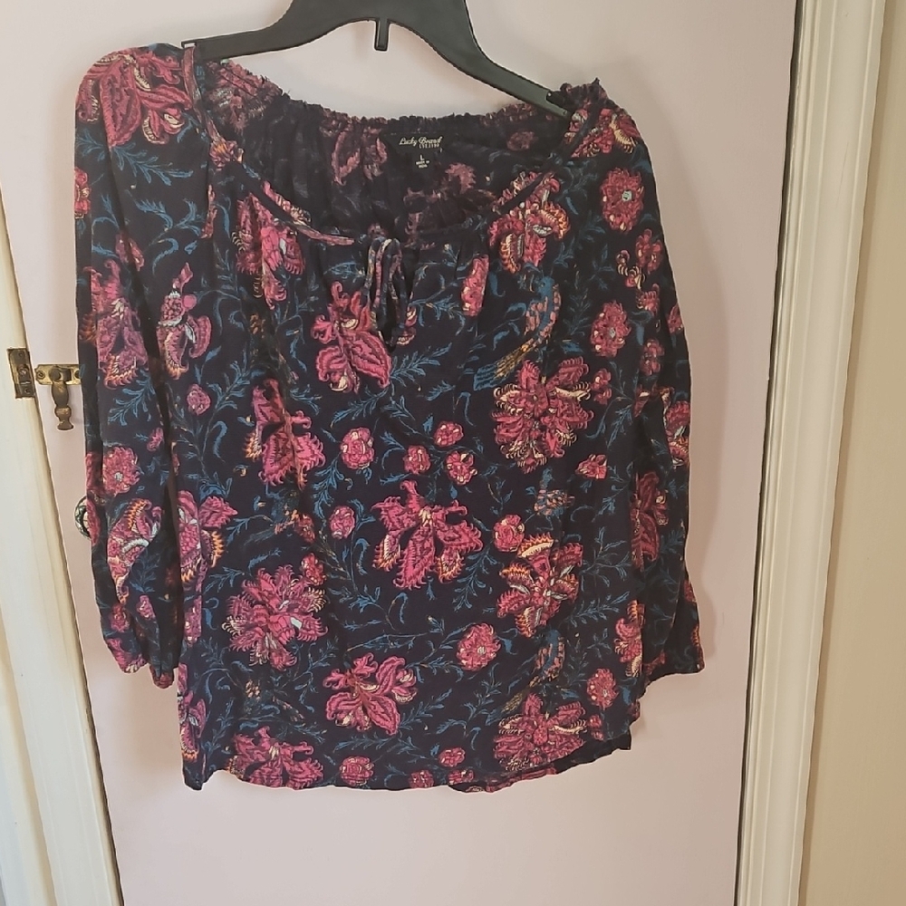 Lucky Brand Floral Blouse - Pink and Blue